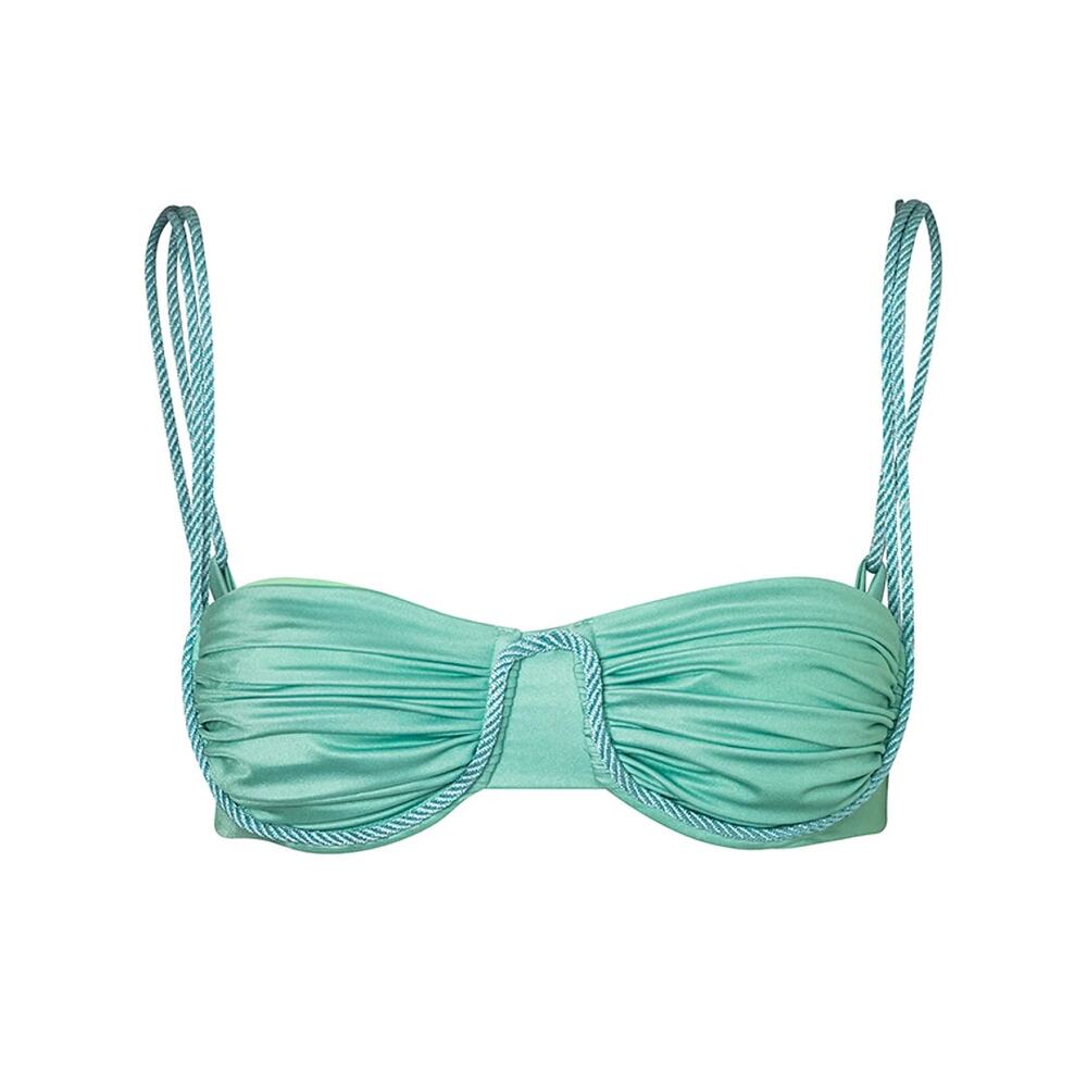 NEW Baobab Turquoise Lula Ruched Underwire Bikini Swimsuit‎ Top Size XL